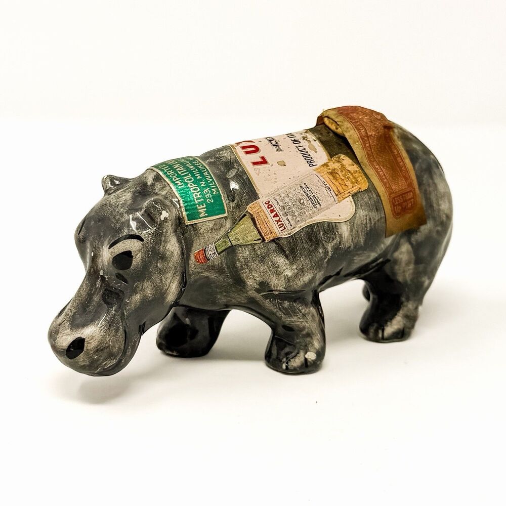 Vintage Luxardo Maraschino Hippo Ceramic Miniature Decanter Bottle Italy 2 Oz